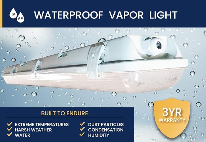 4 FT 6500K 72W LED Vapor Tight Lights | Commercial Indoor/Outdoor Hardwired - Image 2
