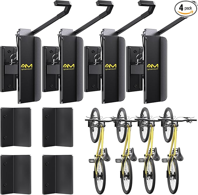 AM alphamount Swivel Bike Wall Mount, Metal Wall Bike Rack by AMalphamount