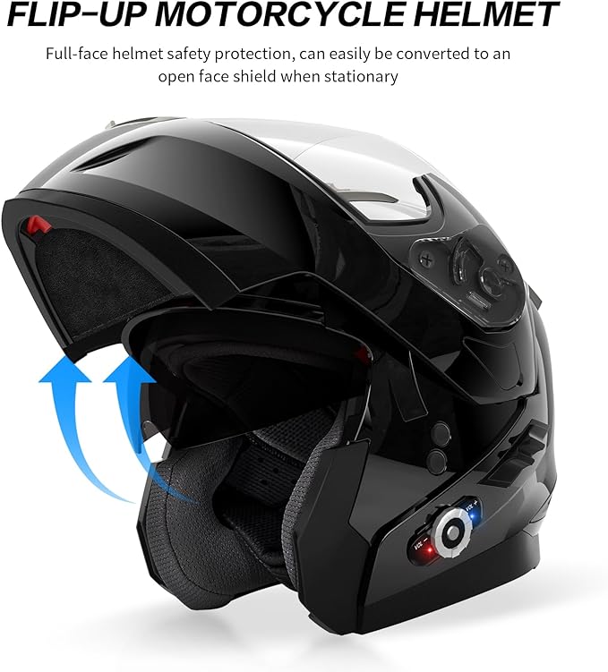 Motorcycle Helmet Bluetooth 5.0 Integrated New EPS FreedConn BM2-S Modular Flip - Image 6