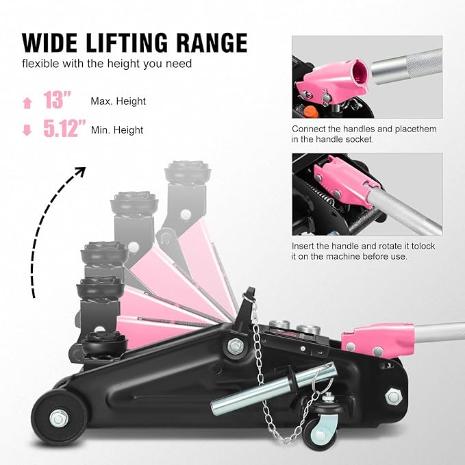 DNA MOTORING Floor Jack with Socket and Lock, Low Profile Hydraulic Trolley Jack - Image 3