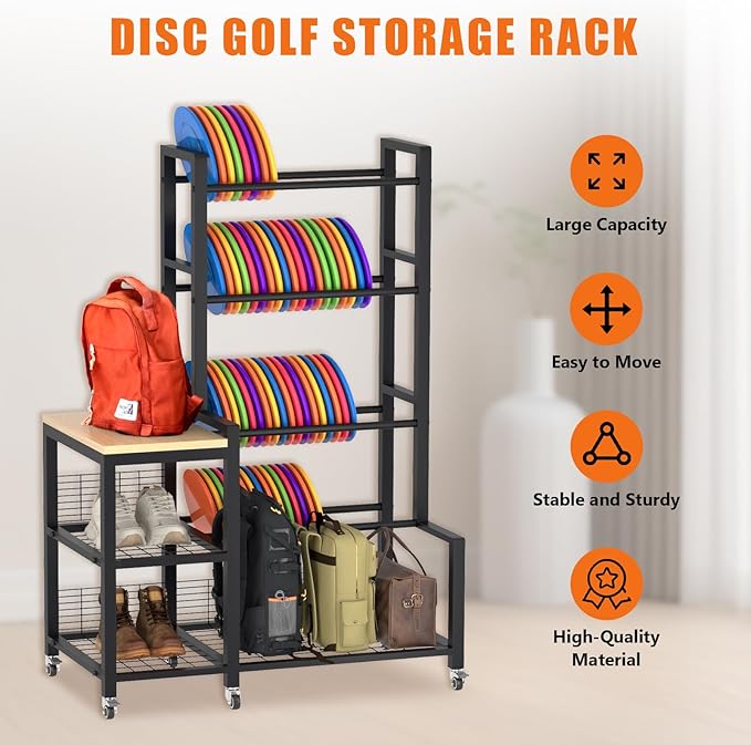 Disc Golf Storage Rack with Wheels – Heavy Duty Metal Disc Golf Rack - Image 4