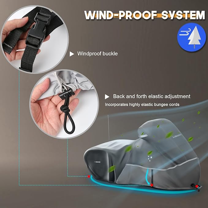 Motorcycle Cover LI LIBZAKI 600D Heavy Duty Storage All Season Universal - Image 4