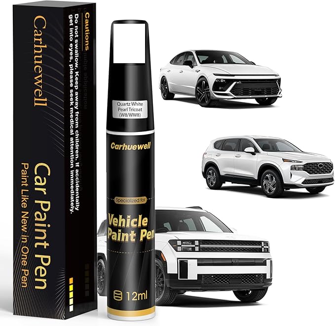 Quartz White Pearl Tricoat Touch Up Paint Compatible by Carhuewell