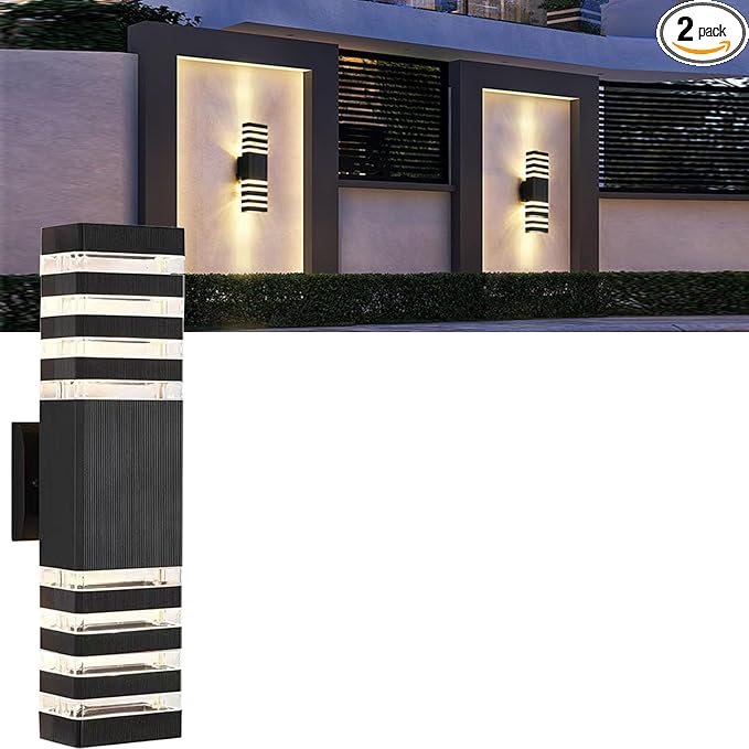 18inch LED Square Up & Down Wall Lights, 24W Outdoor Wall Light 4000K Day White by Yongjishun