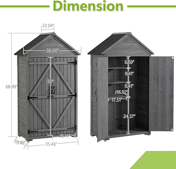 39.56"x 22.04"x 68.89" Outdoor Storage Cabinet - Image 2