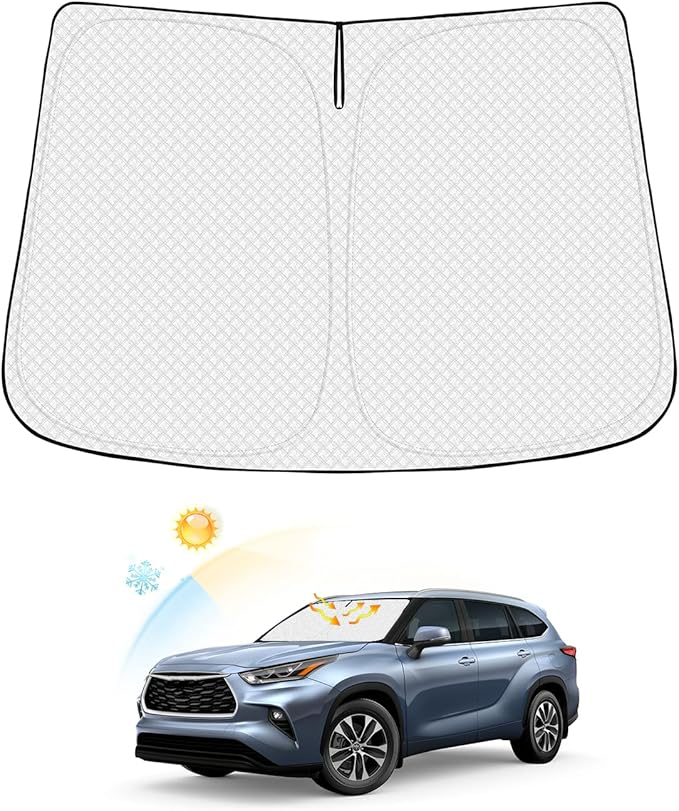 Windshield Sun Shade for Toyota Highlander 2020-2025 2026 Accessories Thicken by Canvcle