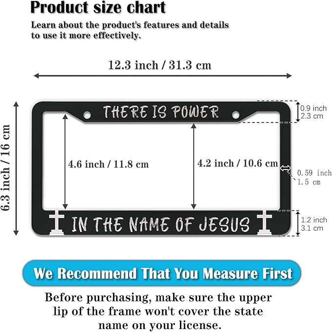 License Plate Frames Black and White License Plate Holder There is Power in The - Image 2