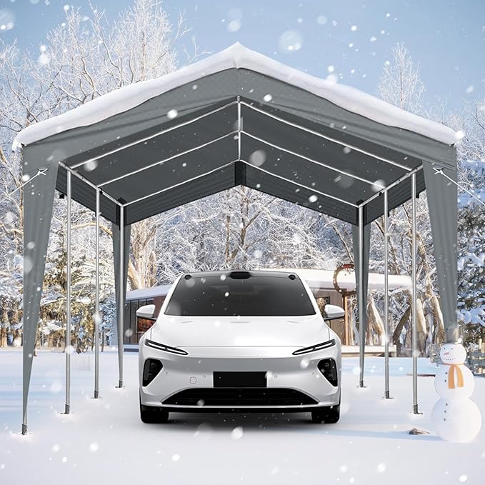 VINGLI 12x20 Carport Canopy Portable Garage, Car Canopy Heavy Duty Car Tent - Image 2