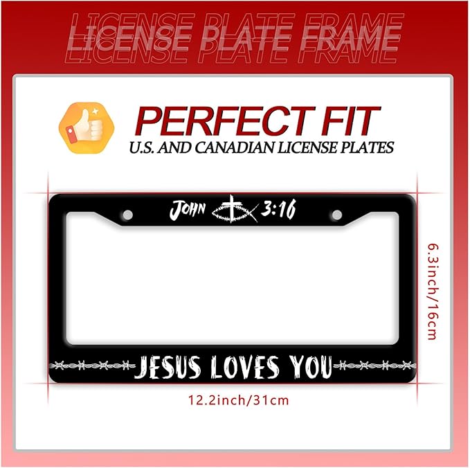 John 3:16 Jesus Loves You License Plate Frame Christian License Plate Frames - Image 7