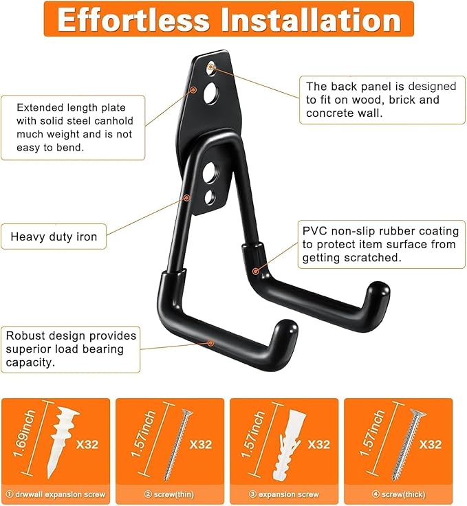 Garage Hooks, 16 Pack Garage Hooks Heavy Duty, Utility Steel Garage Storage - Image 5