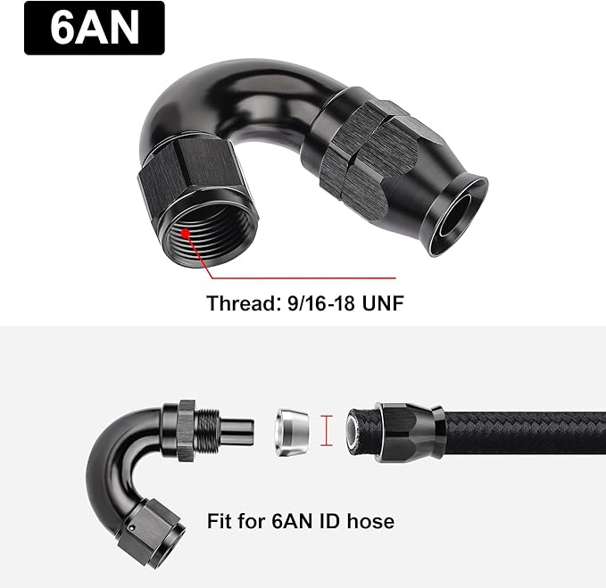 EVIL ENERGY 6AN 150 Degree PTFE One Piece Full Flow End Hose Fitting Aluminum - Image 4