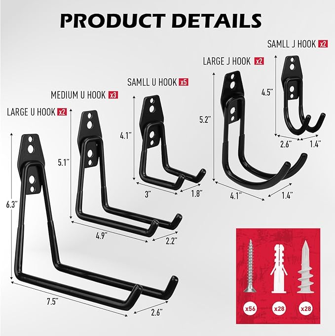20 Pack Heavy Duty Garage Storage Hooks - Image 2