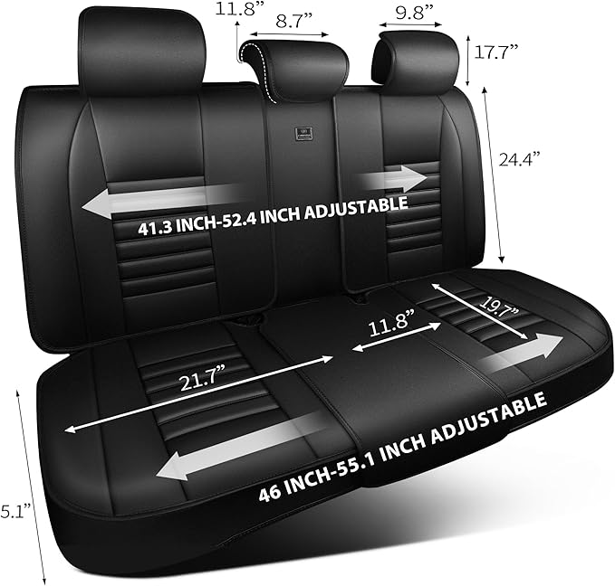 CAR PASS Back Seat Covers, Nappa Leather Rear Seat Bench Cushion Lined Sponge - Image 6