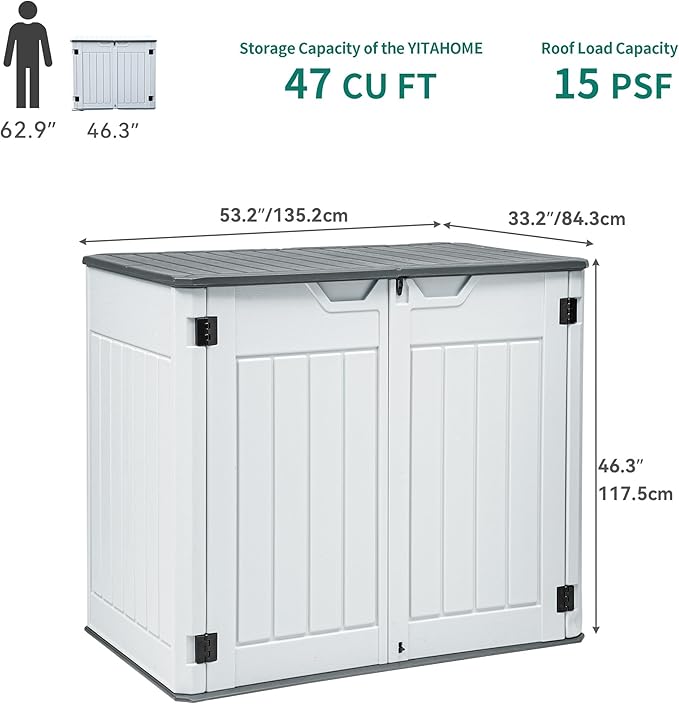 YITAHOME Extra Large Outdoor Horizontal Storage Shed, 4.5x4ft Resin Tool Sheds - Image 7