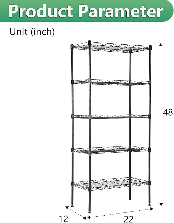 BestOffice Garage Shelving 5 Tier Metal Storage Shelves 750lbs Weight Capacity - Image 3