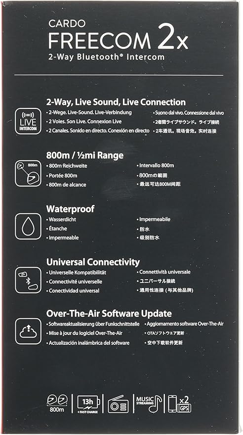 Cardo Systems FREECOM 2X Motorcycle 2-Way Helmet Bluetooth Communication System - Image 13