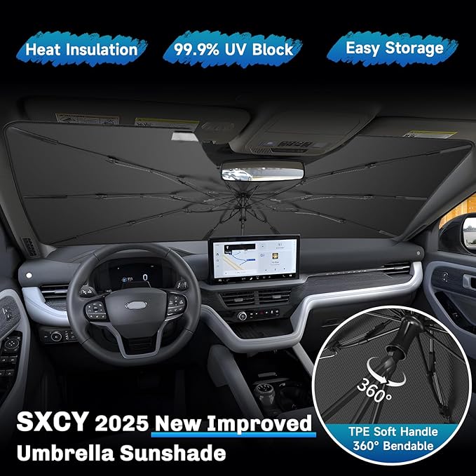 SXCY for 2020-2025 Ford Explorer Windshield Umbrella Sunshade for 2025 Ford - Image 2
