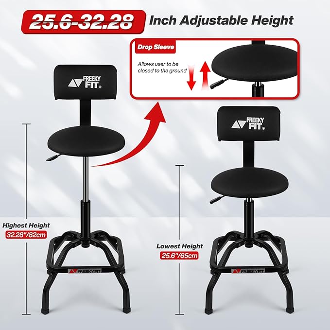 Shop Stool with Backrest, Mechanic Garage Stool - Image 2