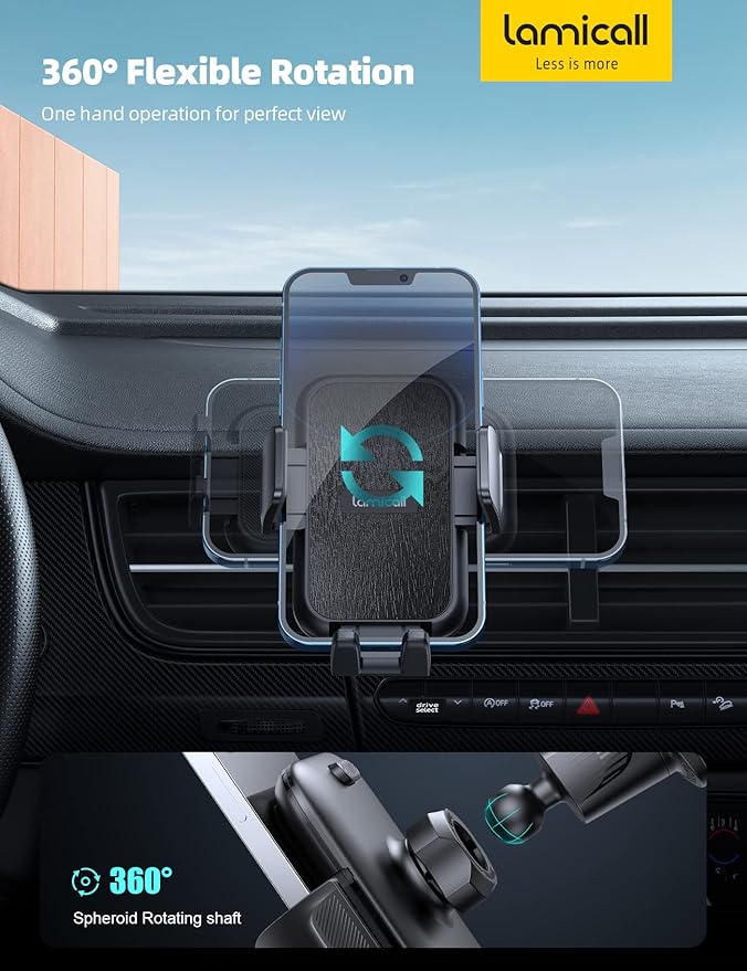 Lamicall 2025 Wider Clamp & Metal Hook Car Phone Holder Vent Phone Holders - Image 6