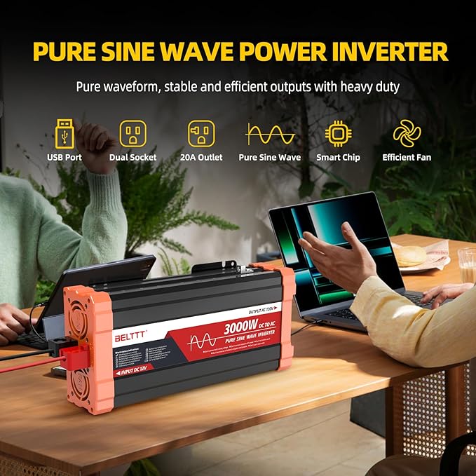 BELTTT 3000W Pure Sine Wave Inverter 12V DC to 120V AC - Image 5