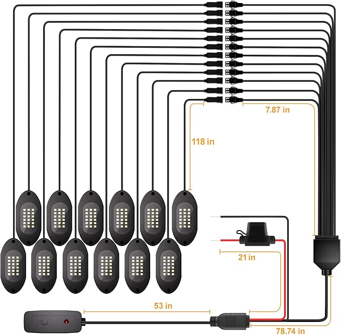 Honalia Pure White Rock Lights for Trucks 12 Pods, 6000K White LED Rock Lights - Image 6