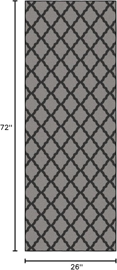 Ottomanson Hallway Runner Rug 2'2" x 6' Non Slip Trellis Area Rugs Easy to - Image 2