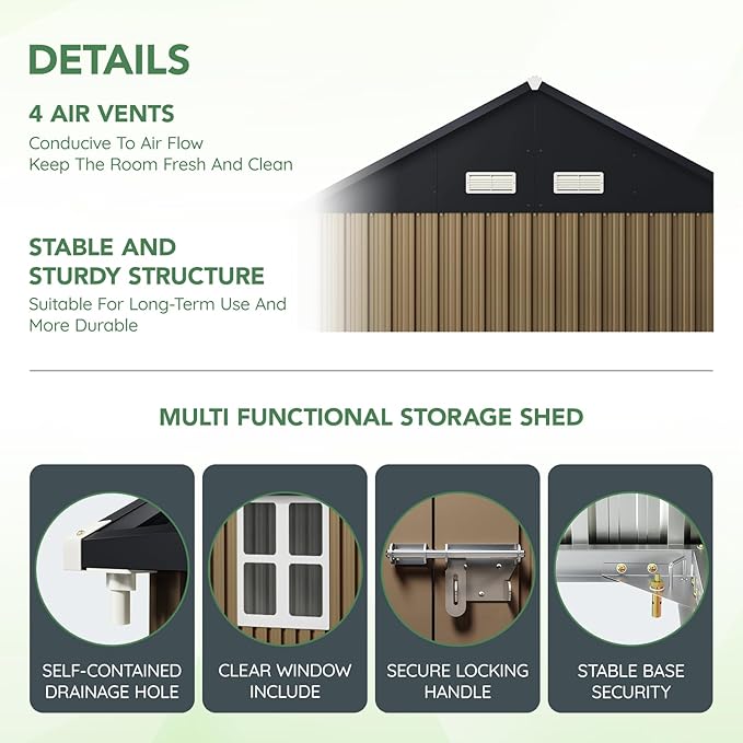 8X6FT Outdoor Steel Storage Shed - Image 3