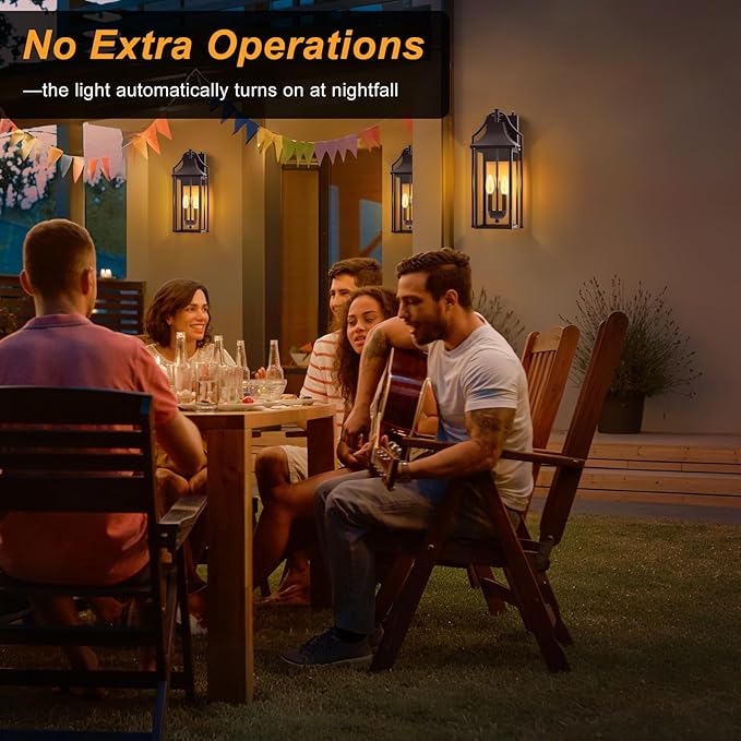  Outdoor Wall Sconce Fixtures, Dusk to Dawn Patio Lights Waterproof - Image 3