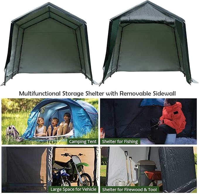 ERGOMASTER 7 Ft x 12 Ft Outdoor Carport Patio Storage Shelter Metal Frame and - Image 8