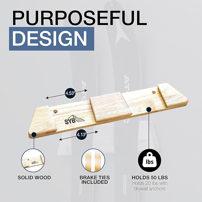 StoreYourBoard Minimalist Wood Ski Rack – Vertical Ski Storage Holder - Image 2