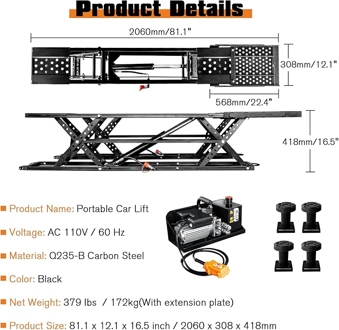 Albott 5000 LBS Portable Car Lift, Adjustable Quick Jack - Image 2