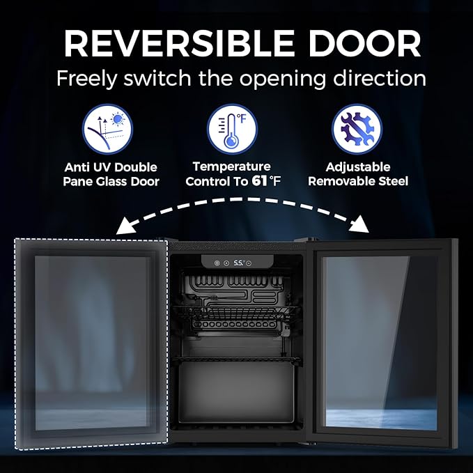 68 Cans Beverage Refrigerator Cooler, 1.7 cu.ft Mini Fridge Glass Door Drink - Image 7