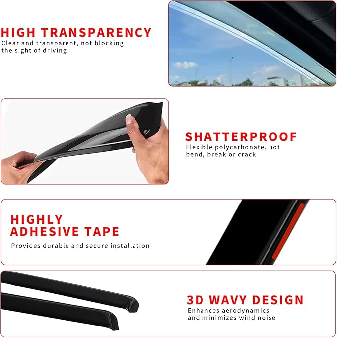 in Channel Rain Guards Fit for 2021-2025 Ford Bronco Sport, Durable Side Window - Image 4