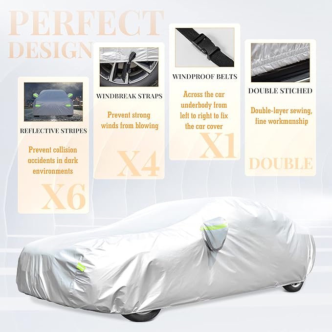 Car Cover for Automobiles All Weather Waterproof Universal Fit for Sedan - Image 7