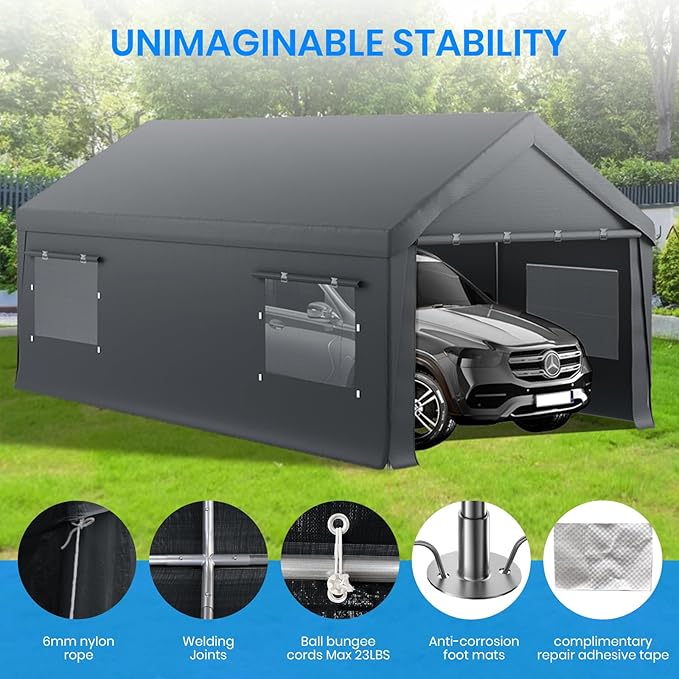 Carport 10x20 FT Heavy Duty, Outdoor Portable Garage - Image 4