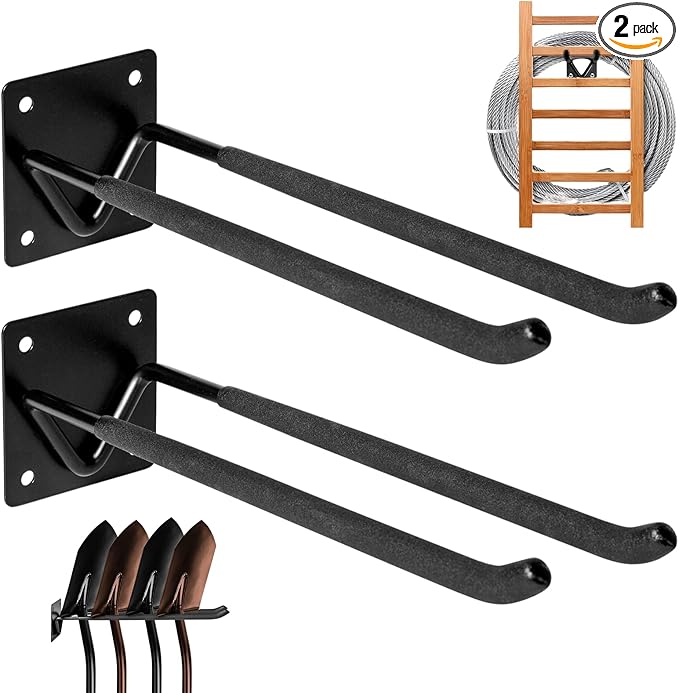 2Pcs Shovel Holder Wall Mount, Ladder Hangers, Rake Racks, Large Garden Tool by Gocenyi
