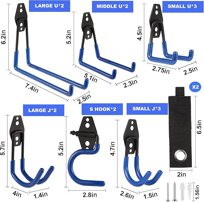 Garage Hook Heavy Duty Wall Storage Hangers, 16 Pack Garage Storage Hooks Steel - Image 2