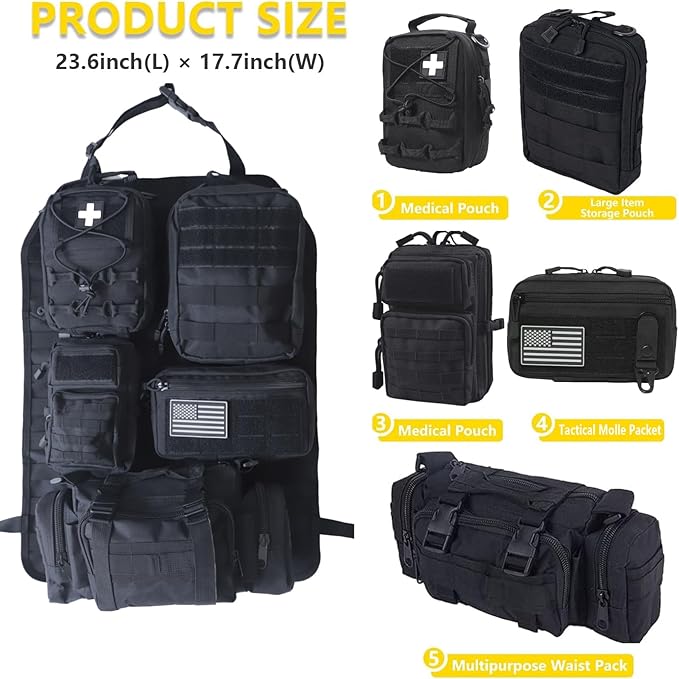 Universal Tactical Seat ​Back Organizer Vehicle Molle Panel Organizer Storage - Image 2