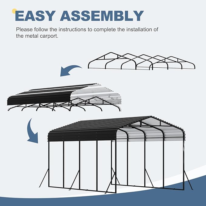 12x20 FT Metal Carport, Garage - Image 3