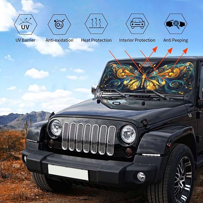 Beautiful Butterfly Car Sun Shade Windshield Sunshade Foldable Front Window - Image 5