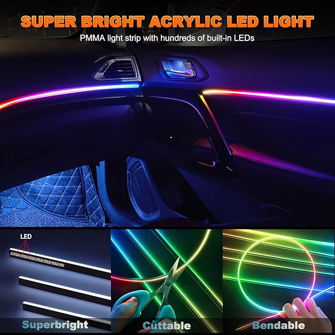 Car LED Strip Lights, Interior Acrylic LED Lights - Image 2