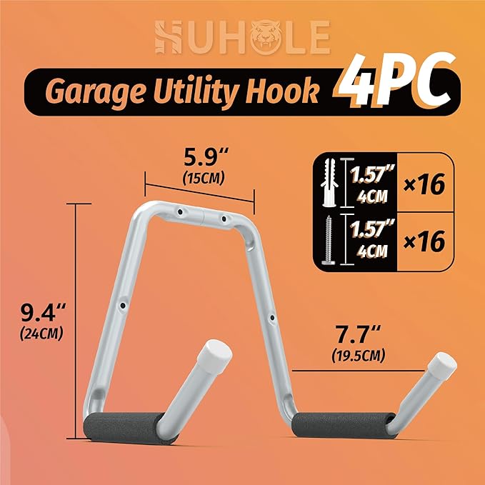 HUHOLE Garage Jumbo Utility Hanger, U Shape Tool Bracket - Image 2