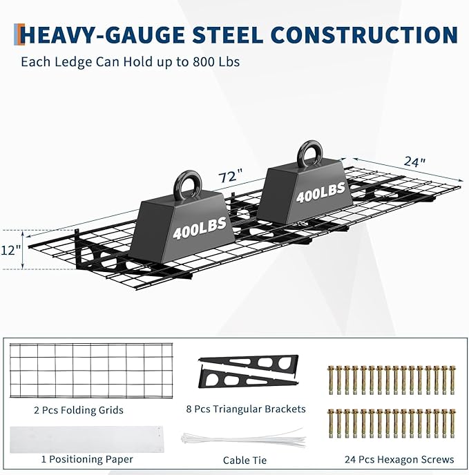 GarveeHome 2 Pack 2x6ft Garage Storage Shelving Wall Mounted, - Image 2