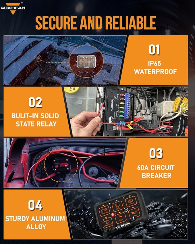 Auxbeam 6 Gang Switch Panel Bluetooth RGB AR-600 - Image 5