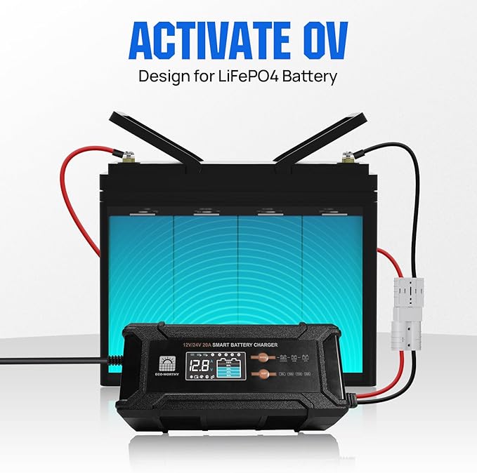 ECO-Worthy 12V/24V 20A Smart Battery Charger Maintainer, Auto Voltage Detect - Image 4