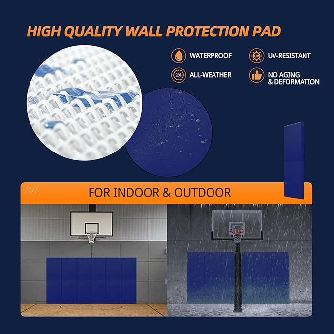 PROGOAL 2"/4" Thick Foam Protection Wall Pad，Gym Basketball-Court - Image 5