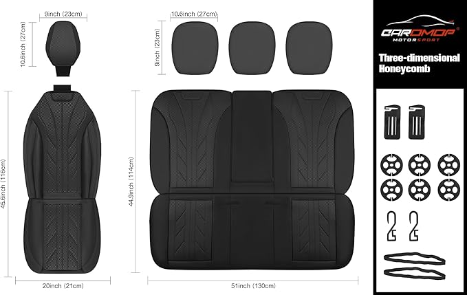 CAROMOP Luxury Faux Leather&Fabric Car Seat Covers Full Set - Image 8