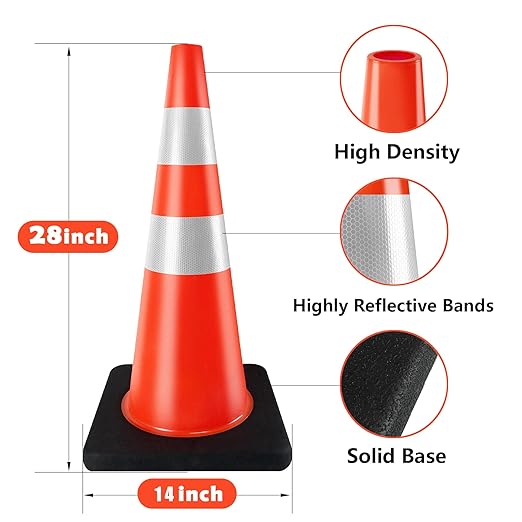 Traffic Cones 28 inch Orange 8 Pack Heavy Duty Safety Cones - Image 5