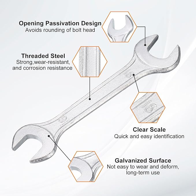 HARFINGTON 2pcs Double Open End Wrench 16mm x 18mm Metric 15 Degree Offset - Image 4