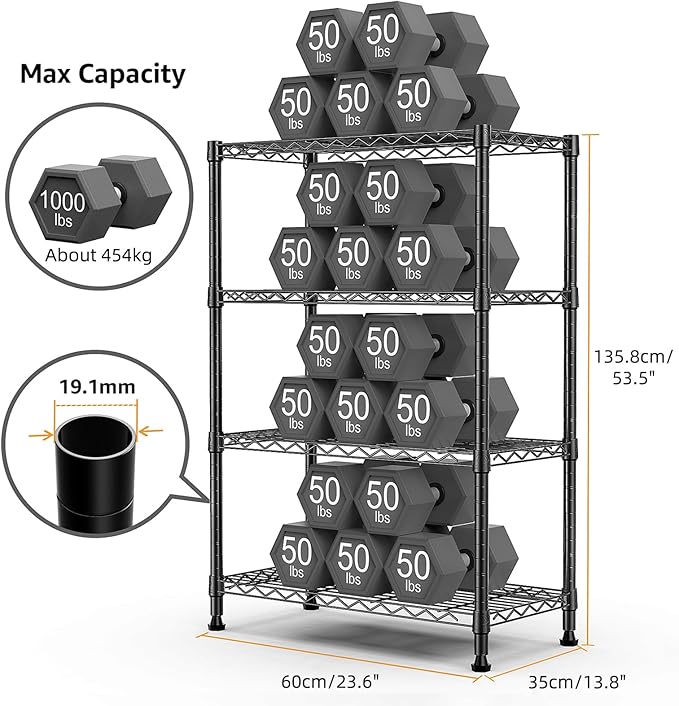 1000 lbs Storage Shelving Steel Heavy Duty 4-Tier Utility Shelving Unit Steel - Image 3